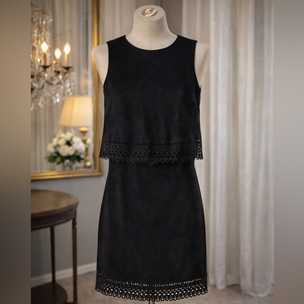 Black suede mini dress